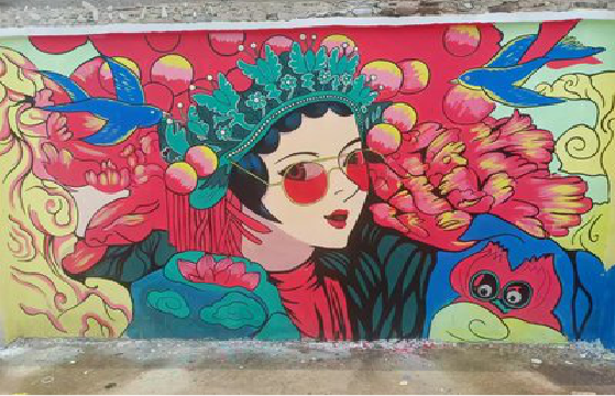 泸定墙体彩绘-网红墙