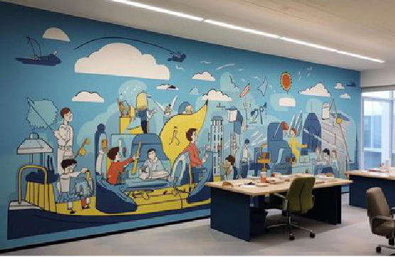 泸定办公室墙绘的特点。