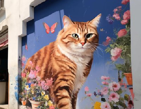 泸定自己绘制有个性的手绘墙